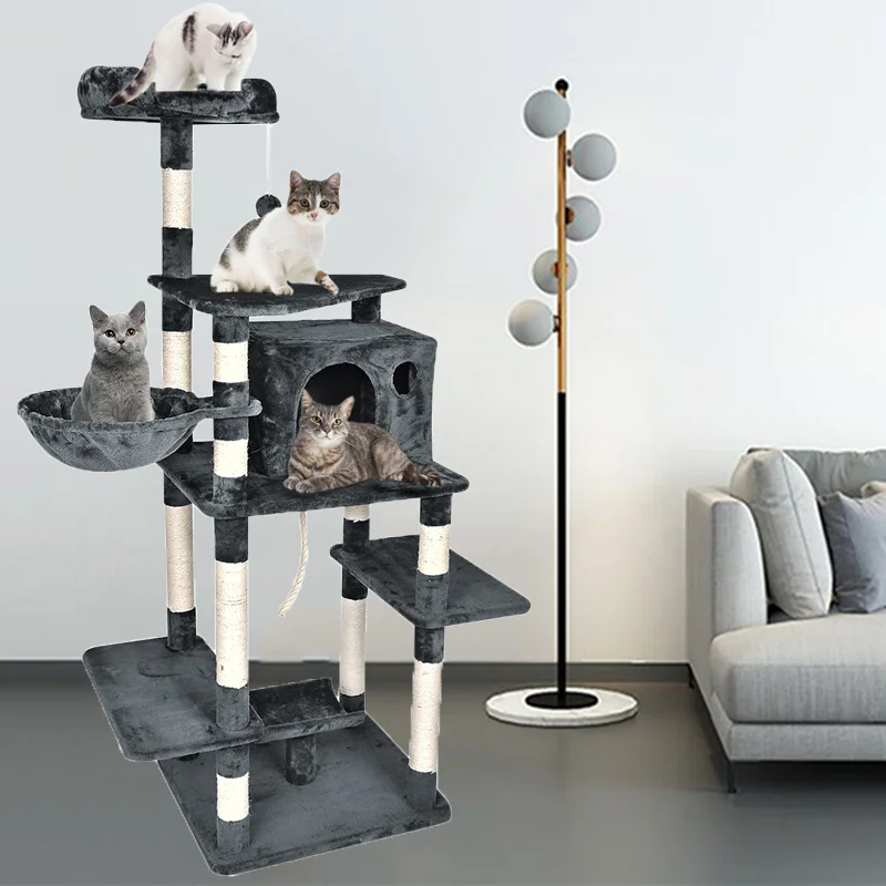 170 см игровой комплекс для кошек дом с подвешенная шаровая Когтеточка кошачье