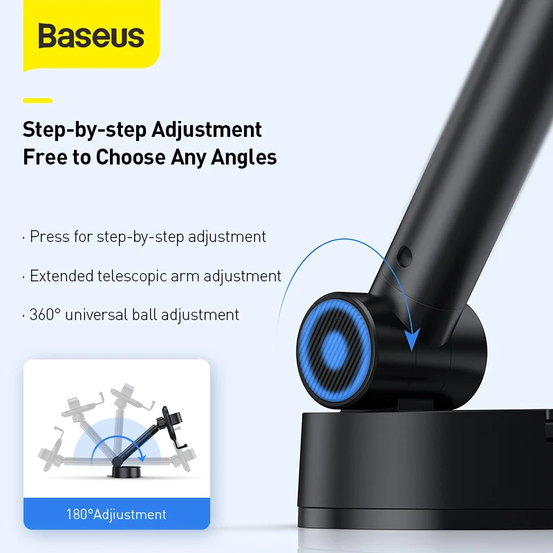 baseus universal car phone holder suction base gravity phone mount automatic locking stand in car retractable phone holder free global shipping
