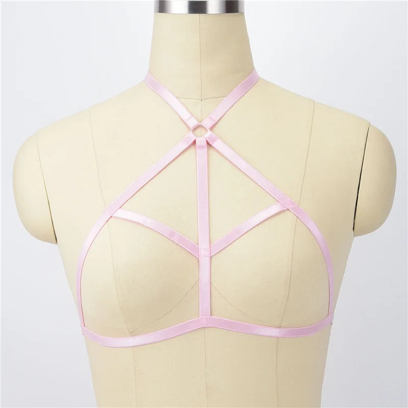 Roseheart красный розовый Связывание укороченный топ клетка бюстгальтер эластичные