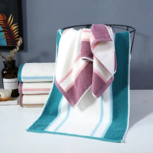 3PCS/Lot Stripe Face Hand Towels Terry Washcloth Travel Sport Towel Pure Cotton Face Towel Bathroom Solid Color Soft Adults