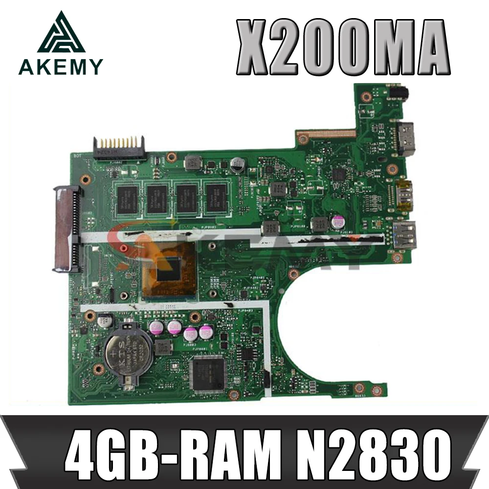 

Материнская плата Akemy X200MA для ноутбука ASUS F200MA X200M X200MA, системная плата с 4GB-RAM N2830 CPU протестирована ОК
