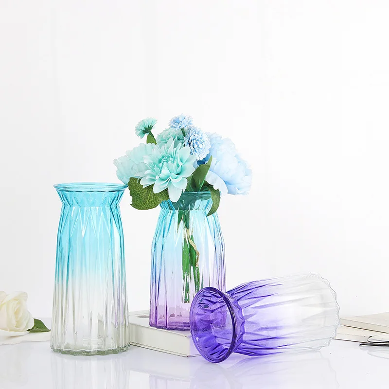 Стеклянная ваза для цветов большого размера лаконичные аксессуары украшения