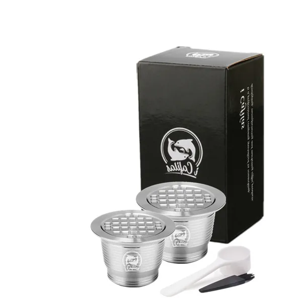 2capsule Многоразовые 4 шт обновление квадратное отверстие Nespresso из нержавеющей стали пустые капсулы металлические многоразовые чашки фильтра для кофе многоразовые капельницы - Цвет: 2capsule