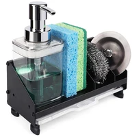 kitchen sink caddy organizer sponge soap holder countertop sponge rack with drain pan tray for kitchen convenience