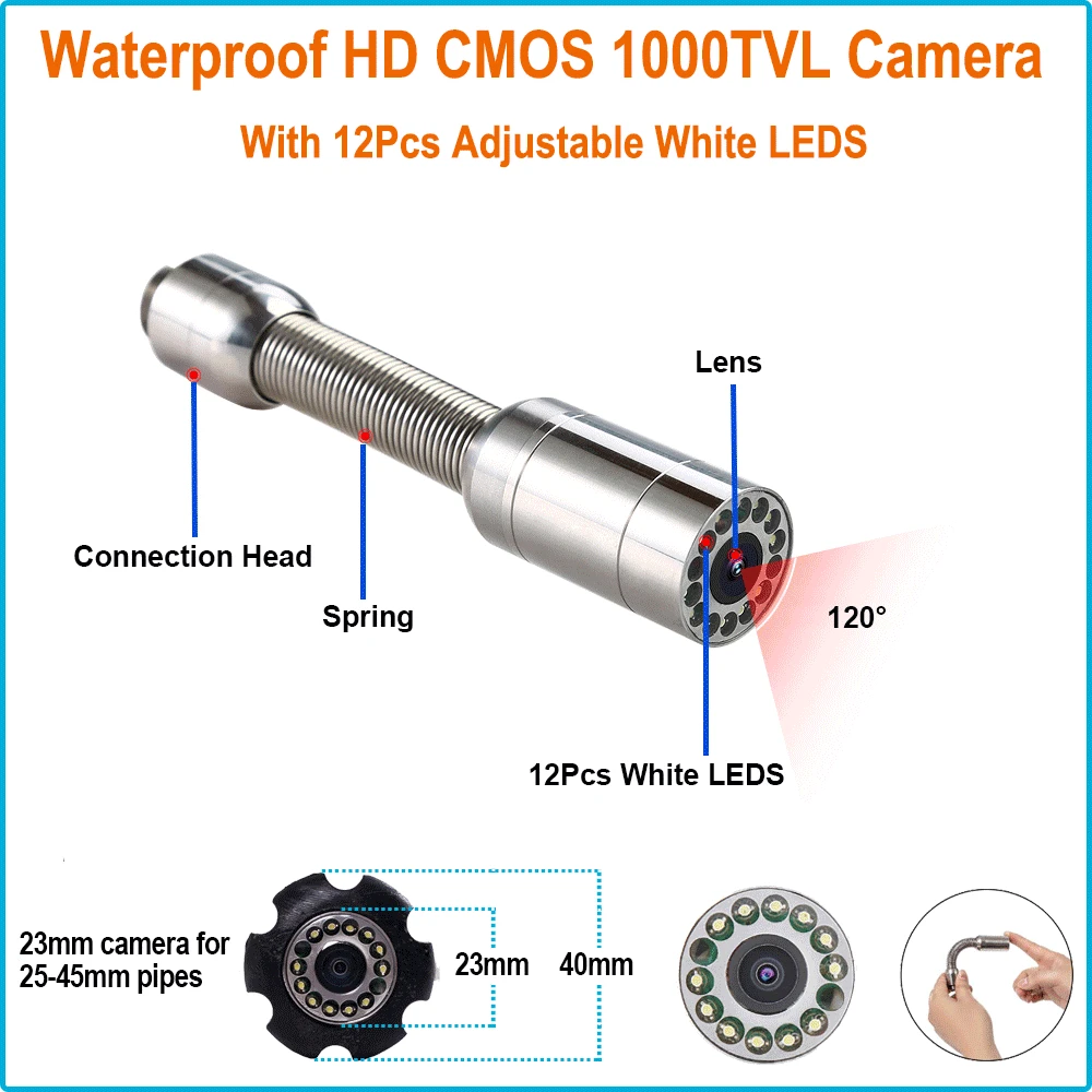9 &quotTFT ЖК-экран 20 м труба настенный осмотр камера система IP68 Водонепроницаемый 23