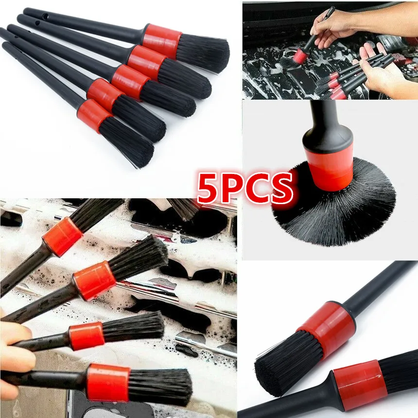 

Black Car Cleaning brushes Dry Wet Scrub Soft Supplies Tool Tools 5Pcs