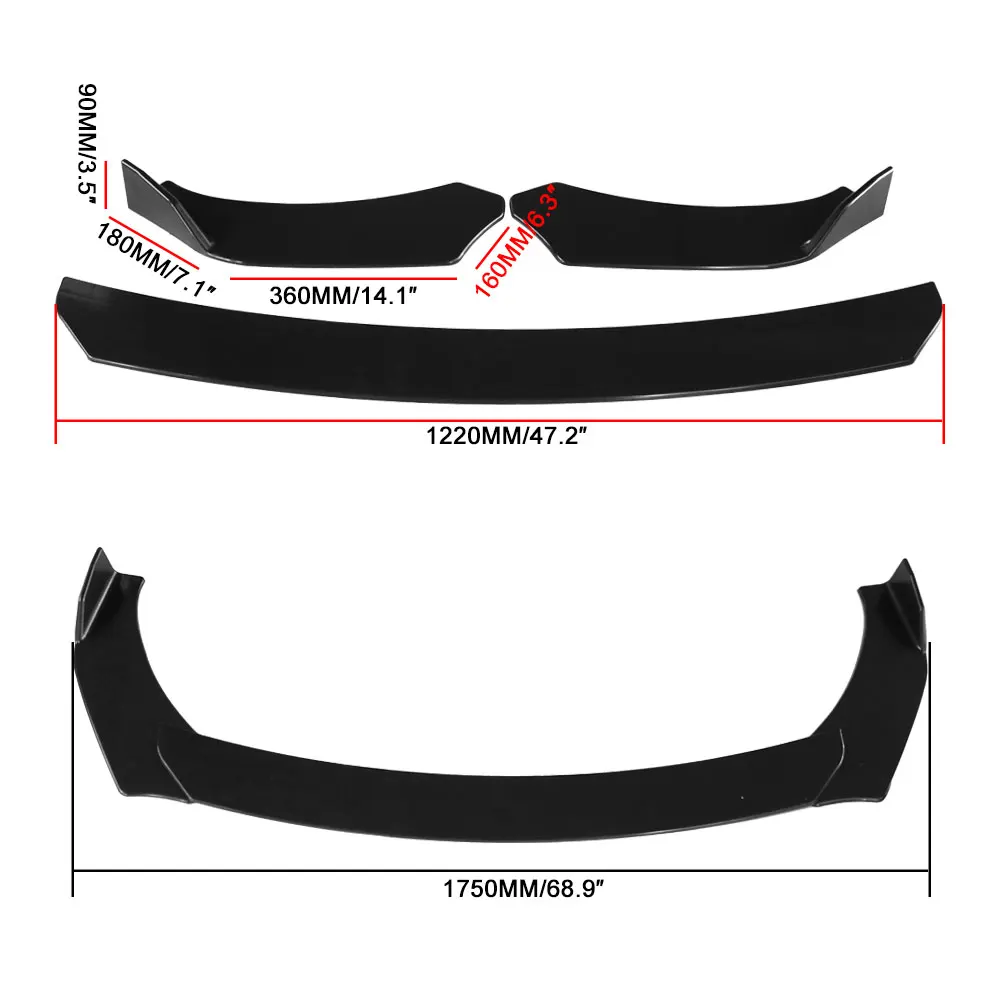 Передний бампер для губ подбородка комплект тела спойлер сплиттер диффузор 3 шт.