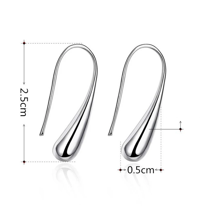 

925 Silver Earring Fashion Jewelry Teardrop/Water drop/Raindrop Dangle Earrings For Women Fashion creative ear hook