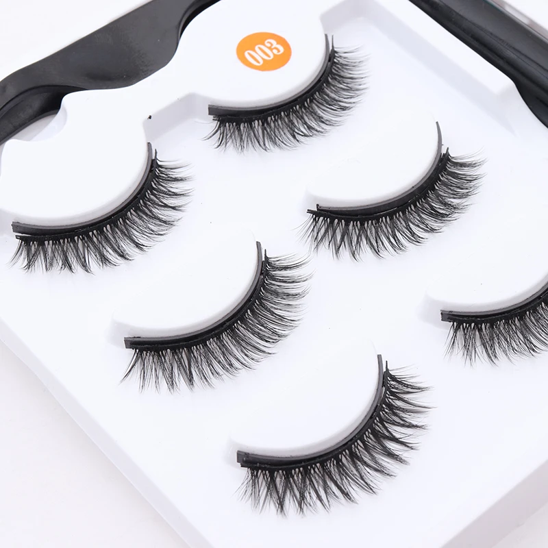 

Liquid Eyeliner & Tweezer & 3 Pairs Soft Long Reusable Magnetic Eyelashes Set Woman Natural 5 Magnet Lashes