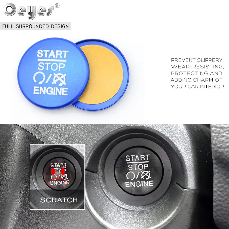 Ceyes наклейки для салона автомобиля Jeep Commander Wrangler Grand Dodge Auto Engine Start Stop кнопка кольцо
