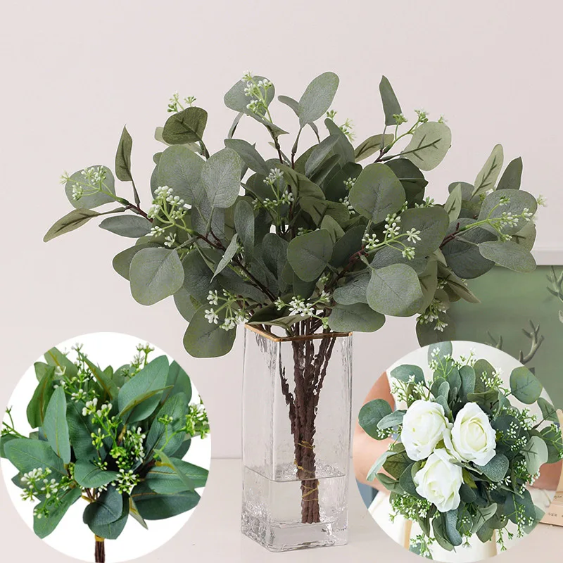

Variety of 1 bunch of artificial eucalyptus leaf stem eucalyptus branch artificial floral bouquet plant wedding holiday greenery