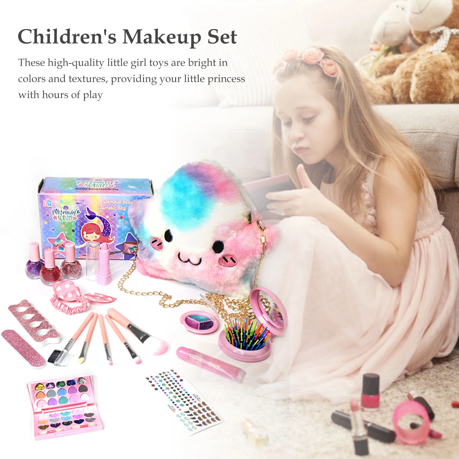 

Princess Makeup Toys Box Play Washable House Cosmetics Make Up Pink Toy Non-toxic Best Birthday Gift For Girls Friends Playing