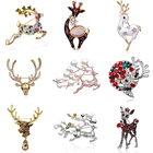 Брошь женская эмалированная в форме оленя, жирафа, гирлянды