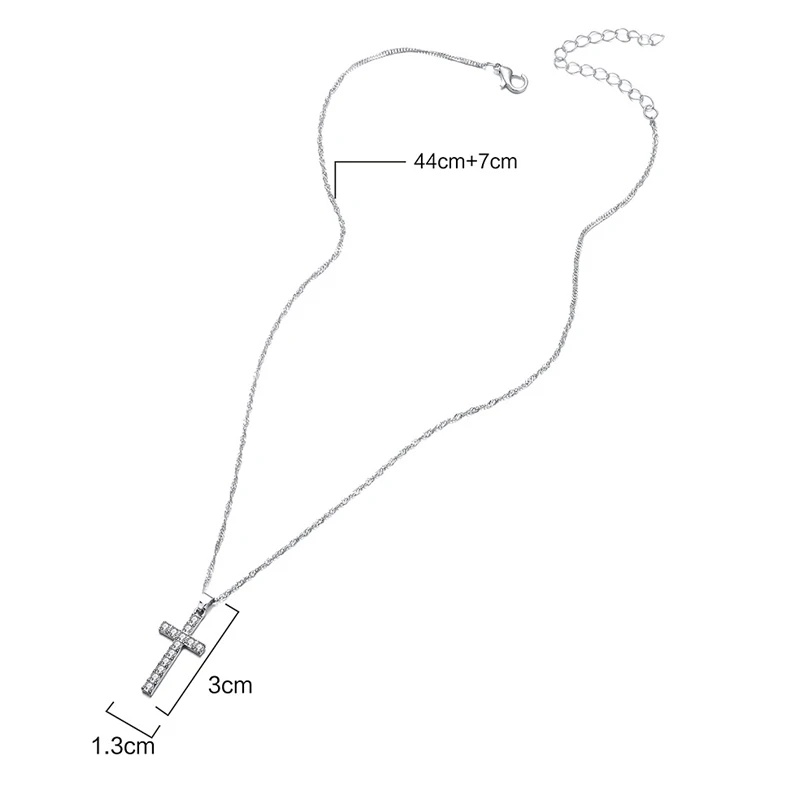 Цепочка с подвеской-крестом для мужчин и женщин ожерелье кристаллами крутая цепь