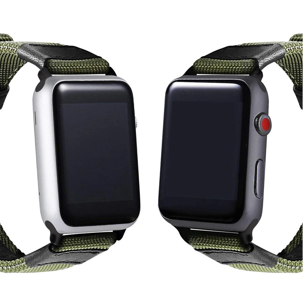 Браслет для Apple Watch нейлоновый ремешок 44 мм 40 iWatch тканевый кожаный браслет 5 4 3 2 1 38