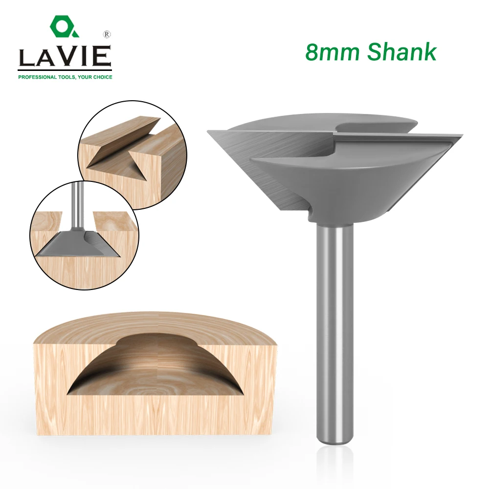LAVIE 1pc 8mm Shank Dovetail Joint Bottom Cleaning Router Bit Woodworking Engraving Clean Bit Milling Cutter for Wood