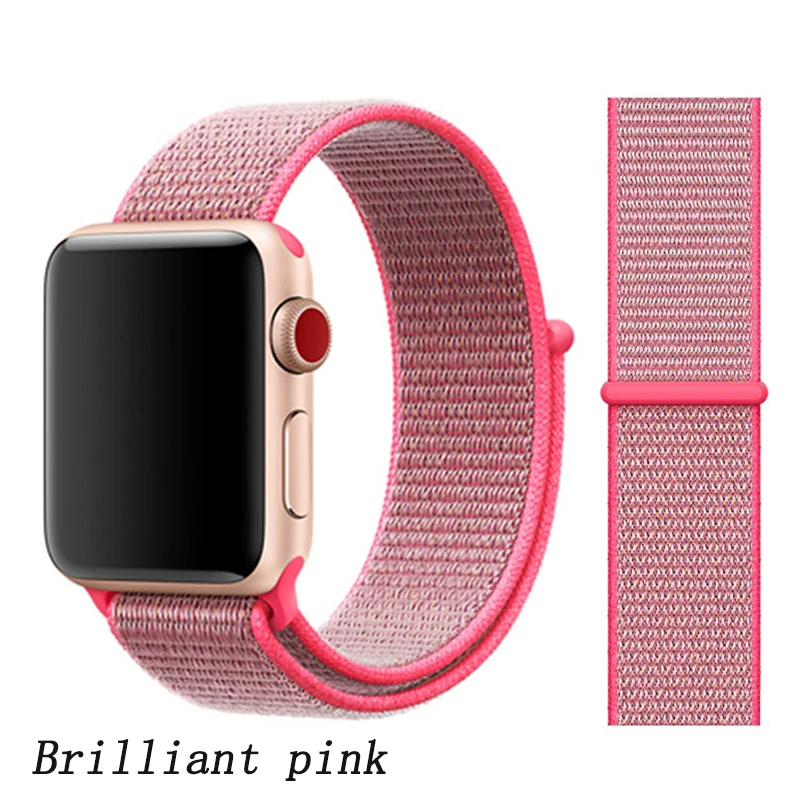 hot pink 15 Спортивная петля ремешок apple watch band 42 мм 38 мм apple watch 4 3 band iwatch band 44 мм 40 мм correa pulseira 42 44 нейлоновый ремешок для часов - Цвет ремешка: hot pink 15