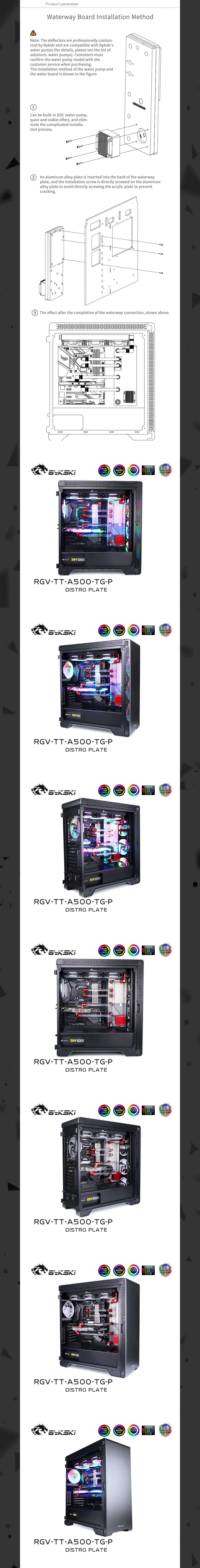 Bykski Waterway Cooling Kit For Tt A500TG Case, 5V ARGB, For Single GPU Building, RGV-TT-A500-TG-P