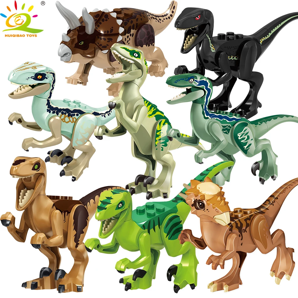 JOUETS 8 pieces Dinosaure parc T rex Bleu chiffres Blocs De contration pour Enfants Jurassic ville Monde Legoingly Briques br|Игрушки| |
