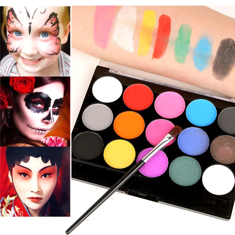 

Новая масляная краска для боди-арта, 15 цветов, косметика, краска для лица, набор для макияжа на Хэллоуин, краска для тела, хна, водостойкая тат...