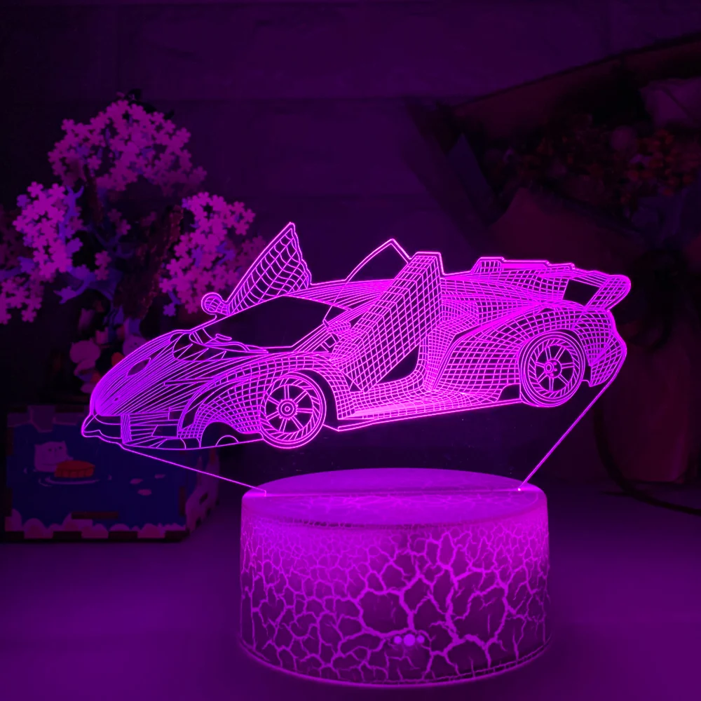 

Newest Sports car 3d slide light LED night light for children's bedroom decoration night light color super car gift for cool boy