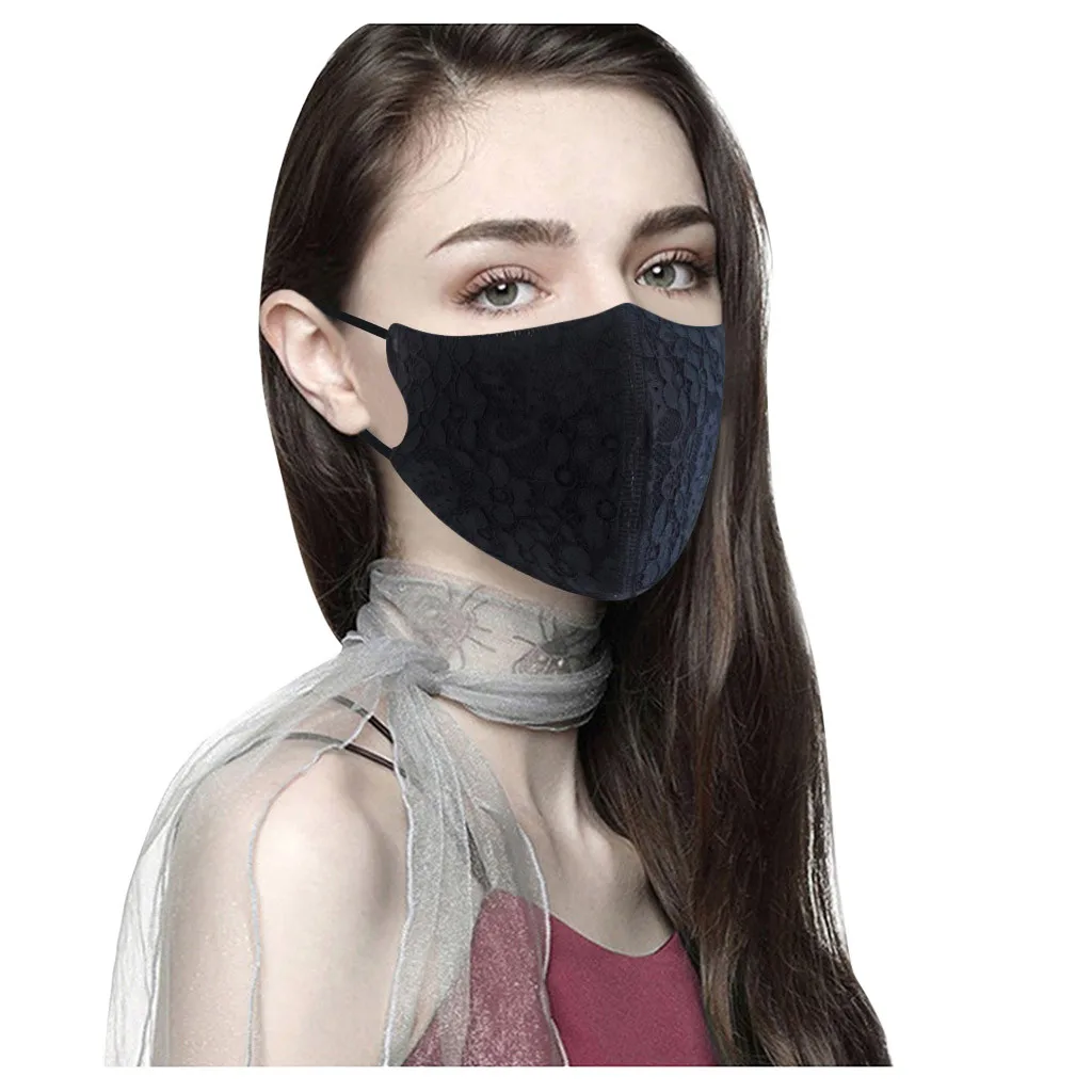 Рождественская многоразовая моющаяся кружевная дышащая хлопковая маска для