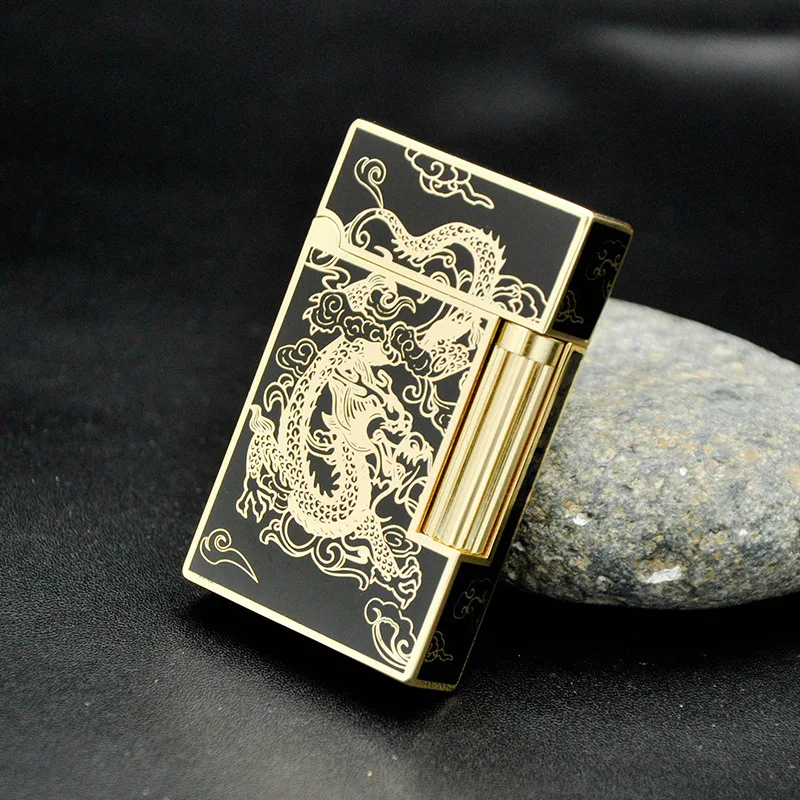 

Dragon Pattern Design Cigarette Lighter With Gift Box Gas Lighter Flame Lighter Smoking Flint Fire Classic Inflatable Male Gift