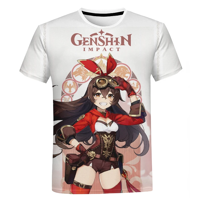 

2021 Genshin Impact T-Shirts Anime Game Character Cute Streetwear 3D Printed Unisex Fashion Oversized T Shirts Boys Kids Tops