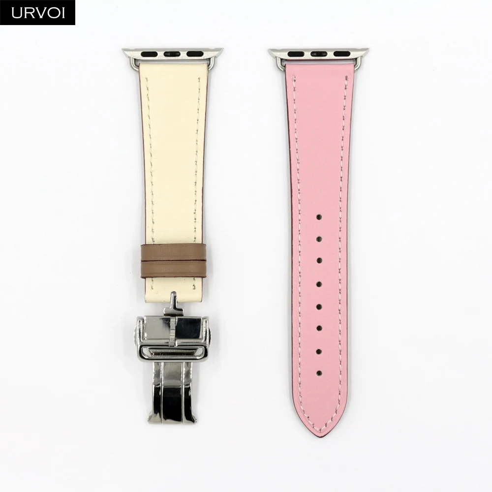 Rose Sakura R A URVOI раскладной ремешок с пряжкой для Apple Watch 5 4 3 2 1 ремешок для iwatch Ремень Один Тур Дизайн Свифт кожа 38/40 42/44 мм - Цвет ремешка: Rose Sakura R A