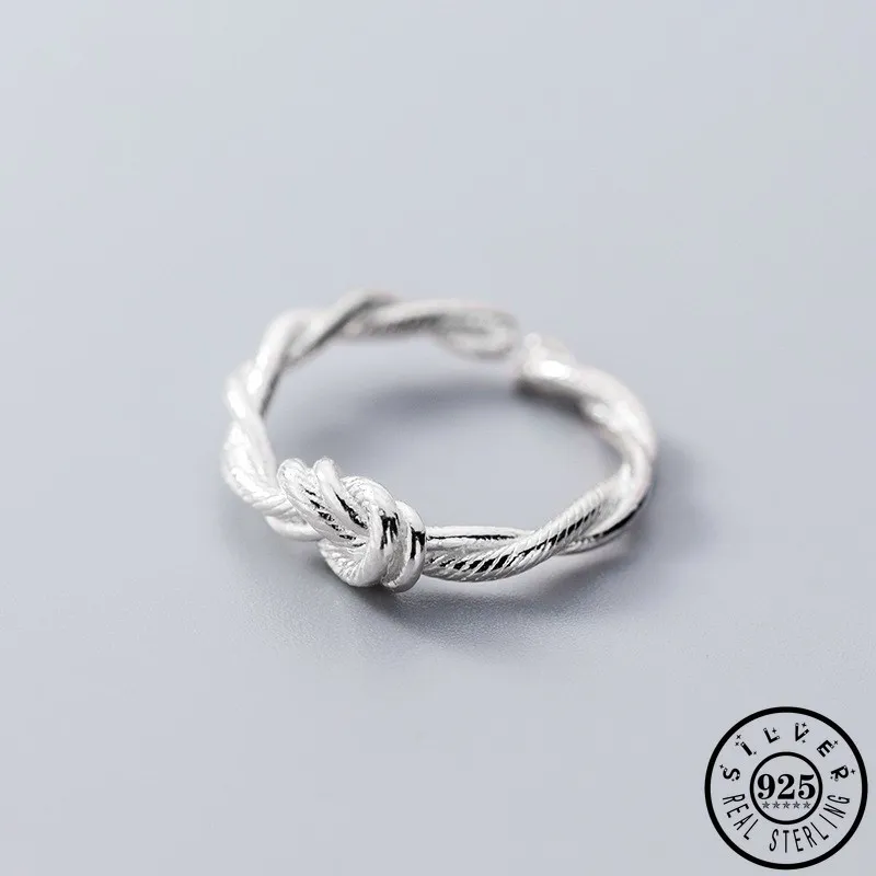 

Trendy 925 Sterling Silver Geometric Knot Shape Adjustable Open Finger Knuckle Party Rings Fine Jewelry for Women