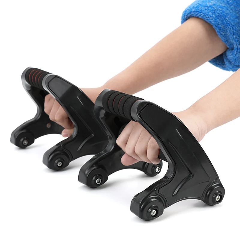 

1 Pair Push Up Bars Four-Wheel Ab Roller Abdominal Wheel Muscle Exercise Abdomen Trainer Home Gym Fitness Equipment