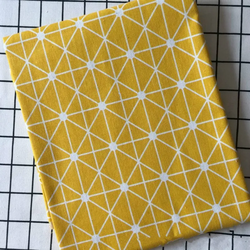 Plaid Series Geometric Patterns Printed Cotton Linen Fabric DIY Sewing Linen Cotton Fabric Canvas Material Tablecloth Pillowcase