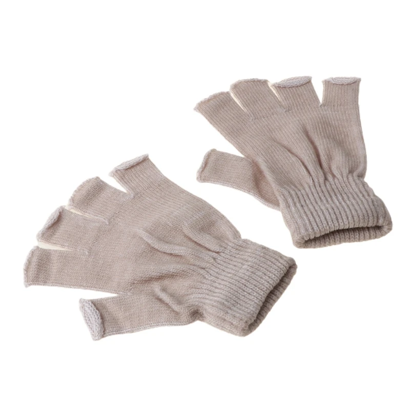 

2021 New 1 Pair Knitted Stretch Half Finger Elastic Fingerless Gloves Winter Soft Warm