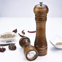 solid wood salt and pepper grain food spice jar with adjustable mill shakers herb grinder condiment container kitchen tools