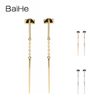 baihe solid 18k yellowrosewhite gold wedding women trendy fine jewelry real gold ear line stud earrings women gold earrings