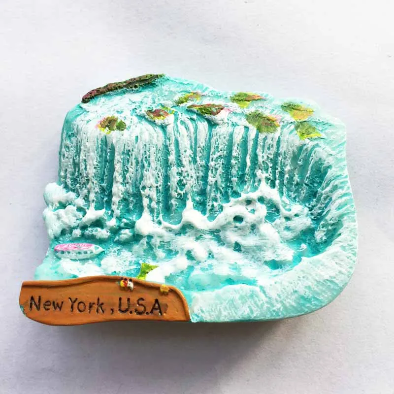 Магнитный сувенир на холодильник США Нью-Йорк Ниагара Фолз стрео синяя наклейка