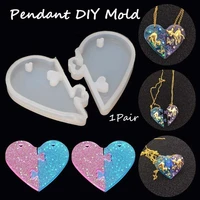 1pair heart locks for lovers pendant liquid silicone mold couple pendant diy epoxy resin mould jewelry tools