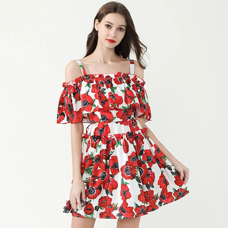 

Летнее женское платье в стиле бохо с цветочным принтом, модное женское пляжное повседневное праздничное мини-платье без рукавов, сексуальн...