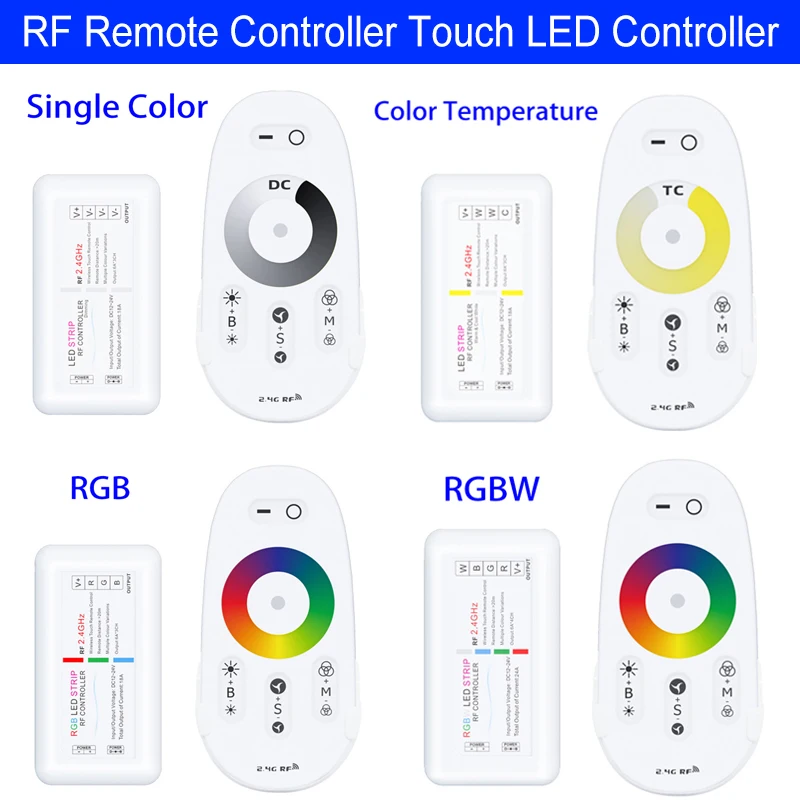 DC12-24V 2.4G touch radio frequency wireless controller 6A/channel suitable for Single Color/RGB/RGBWled light strip