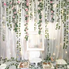 Шелковые искусственные розы для украшения свадьбы, Ротанговые светодиодные гирлянды для дома, стены, сада, свадьбы, вечеринки, подвесные гирлянды