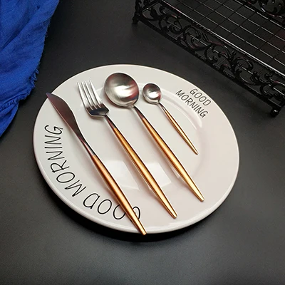 4pcs Лидер продаж talheres de aço inoxidável столовые приборы из нержавеющей стали зеленый цвет серебристый, Золотой столовые приборы вилка ложка нож столовый набор - Цвет: 4pcs