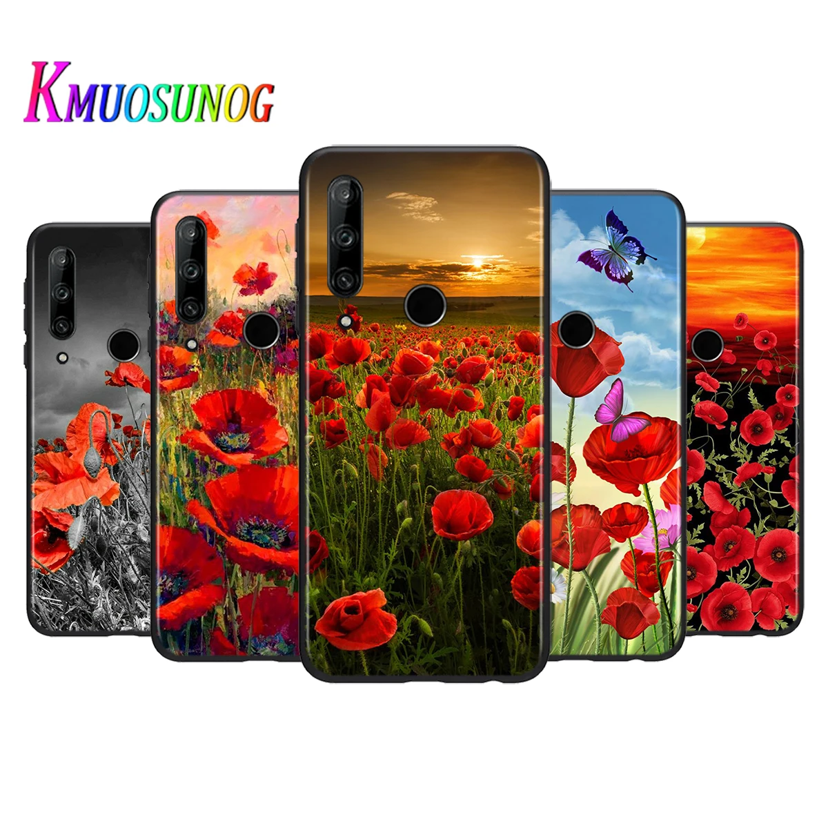 

Silicone Cover Red Poppies flowers painting For Honor 10i 9X 8X MAX 20 10 9 Lite 8 8A Prime 7A Pro Lite Black Phone Case