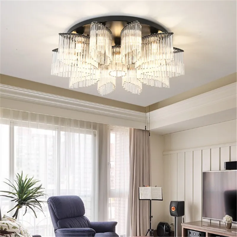 Post-modern light luxury crystal ceiling lamp beautiful bedroom living room atmosphere simple European style 2020 new | Освещение
