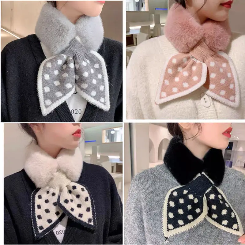 

2020 new winter thick warm imitation rabbit hair neck scarf scarf lady thousand bird case famous brand knitted scarf lady