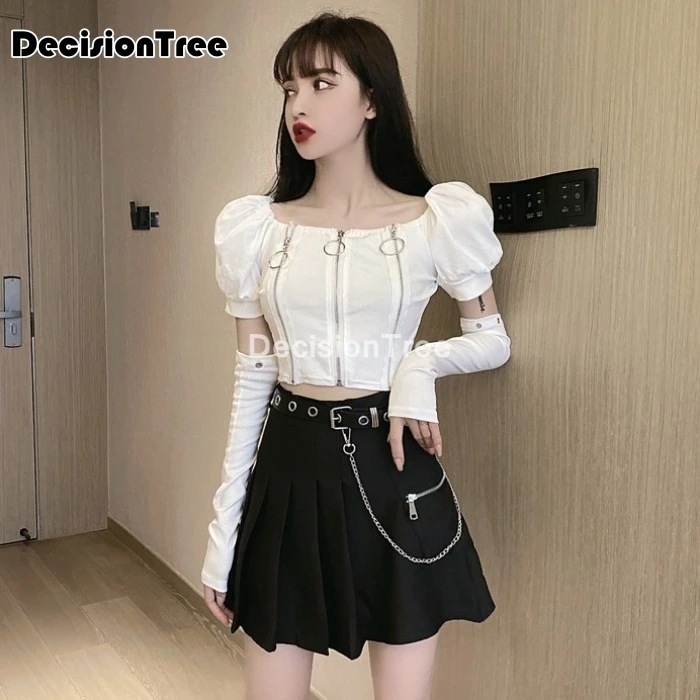 2021 японская школьная форма с круглым вырезом сексуальные кольца черные топы