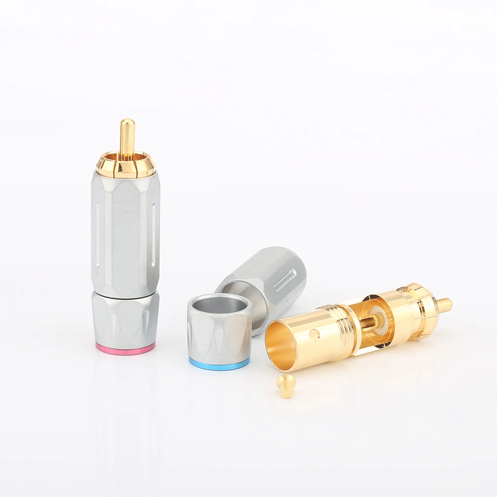 High Quality Audiocrast 24K gold Plated RCA Audio Plug Analogue Cable Connector HIFI 10mm cable rca plug | Электроника