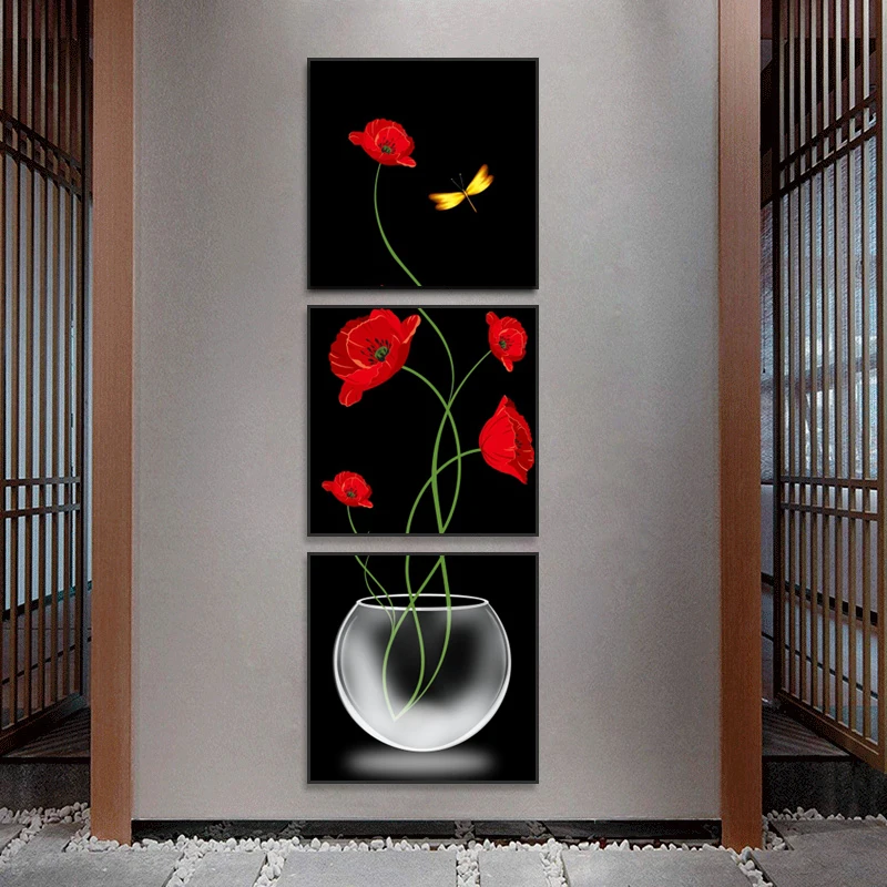 

Настенная картина JIERAN "Модульная ваза с тюльпанами", 3 шт.