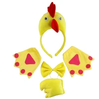 animal yellow chicken headband bow tie tail paws gloves cosplay costume set kids adults party dress halloween christmas