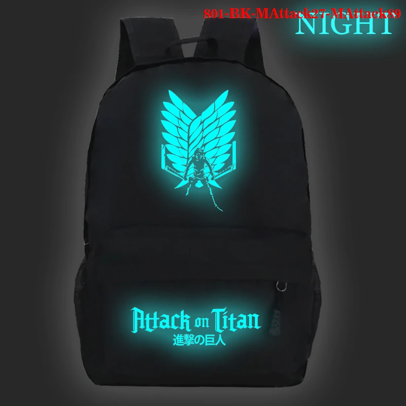 

Рюкзак для подростков с мультяшным принтом «атака на Титанов», школьный ранец для мальчиков и девочек, модная светящаяся сумка на ремне