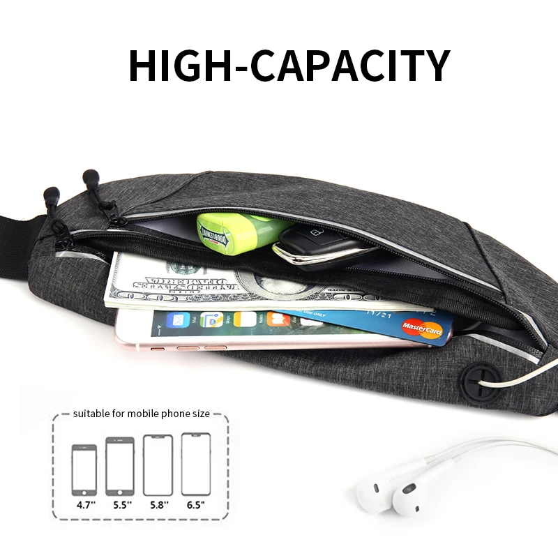 Sports Running Fitness Bag Fanny Pack Waist Bag Man Women Double Zipper Pocket Phone Holder Bag Waterproof Cycling Running Belt